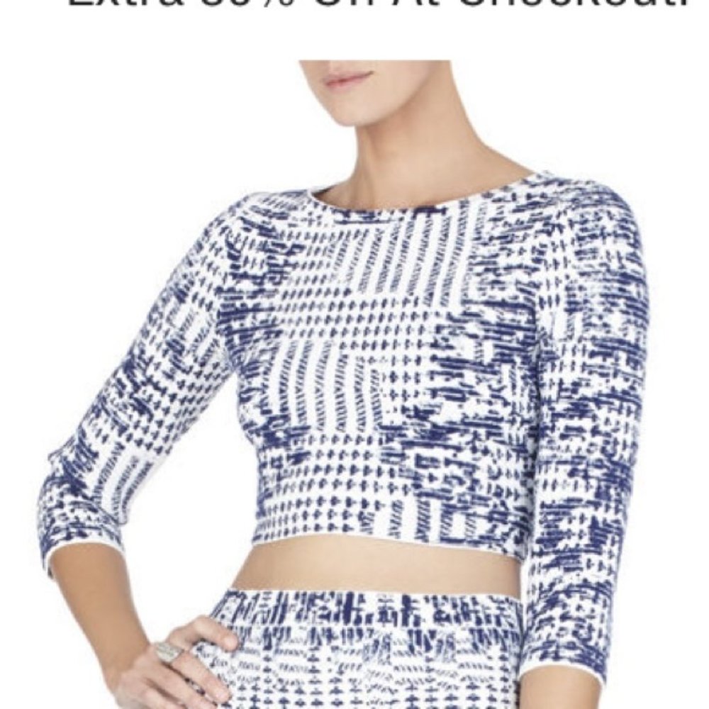 BCBGMAXAZRIA Women's Miranduh Ikat Crop Top and Skirt Set